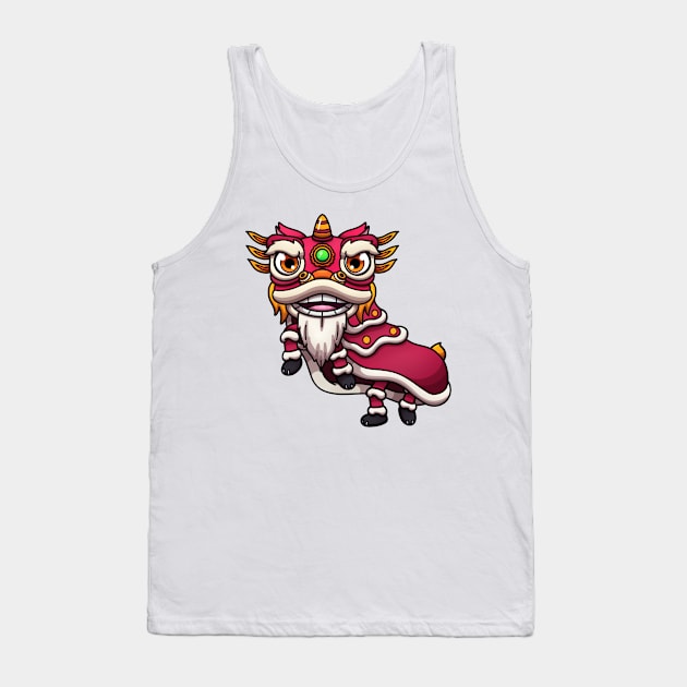 Lion Dance Chinese New Year Tank Top by TheMaskedTooner